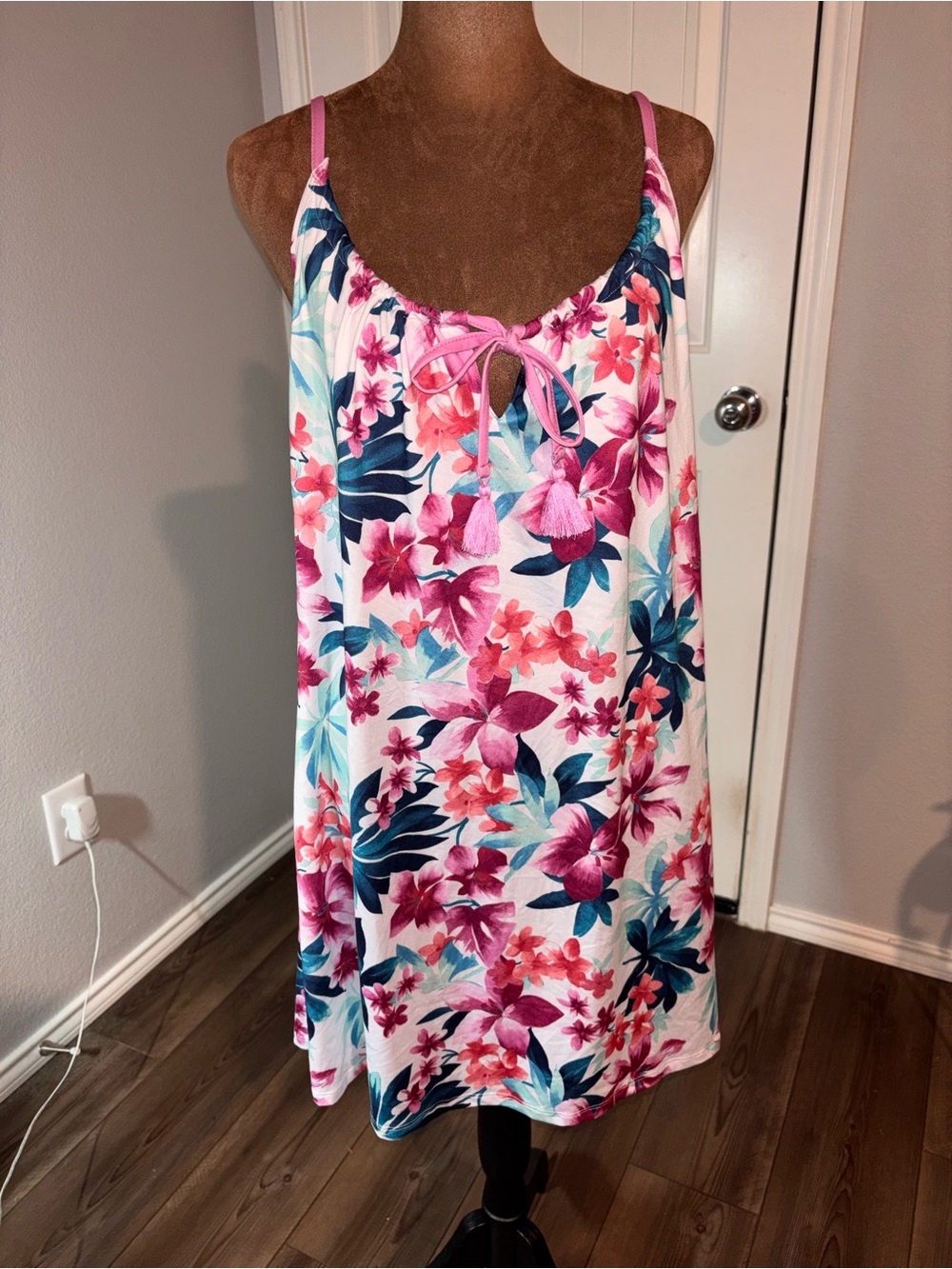 Caribbean Joe Floral Tie-Front Loungewear in Pink & Teal